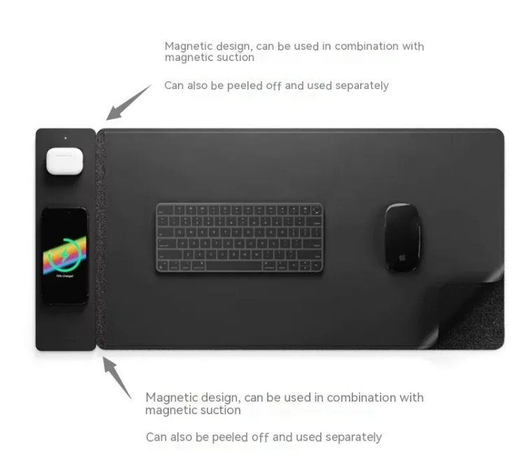 15W Magnetic Wireless Mouse Pad Charger |Charger can be taken off (used independantly) or reconnected|
