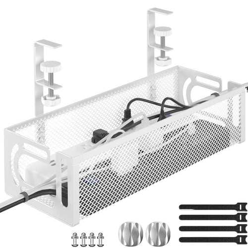 Cable Management Under Desk Under Desk Cable Management Tray desk Cable Organizer Cable Management Box Cord Organizer for Desk Under Desk Storage for Office Home - No Drill to Desk Cable Raceway