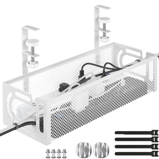 Cable Management Under Desk Under Desk Cable Management Tray desk Cable Organizer Cable Management Box Cord Organizer for Desk Under Desk Storage for Office Home - No Drill to Desk Cable Raceway
